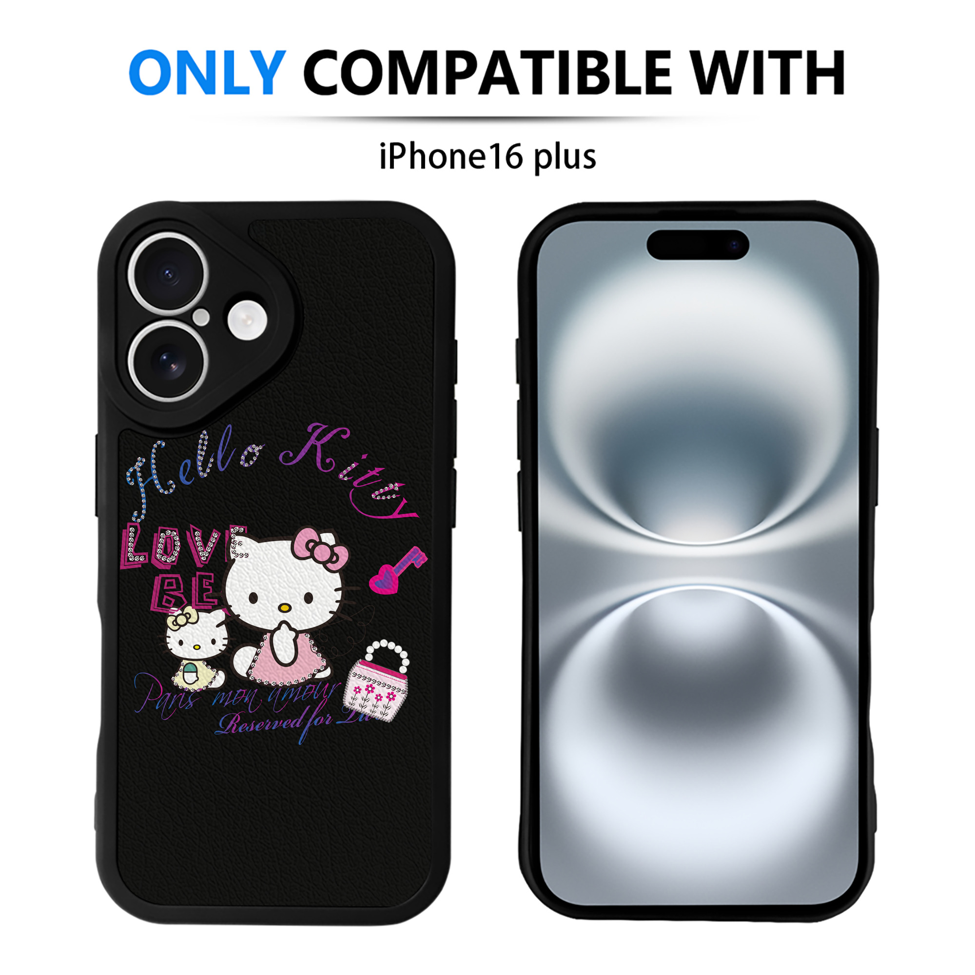（画像用） Hello Kitty ハローキティ 【iPhone 16シリーズ対応】シリコンスマホケース（レザー調） 材質：シリコン